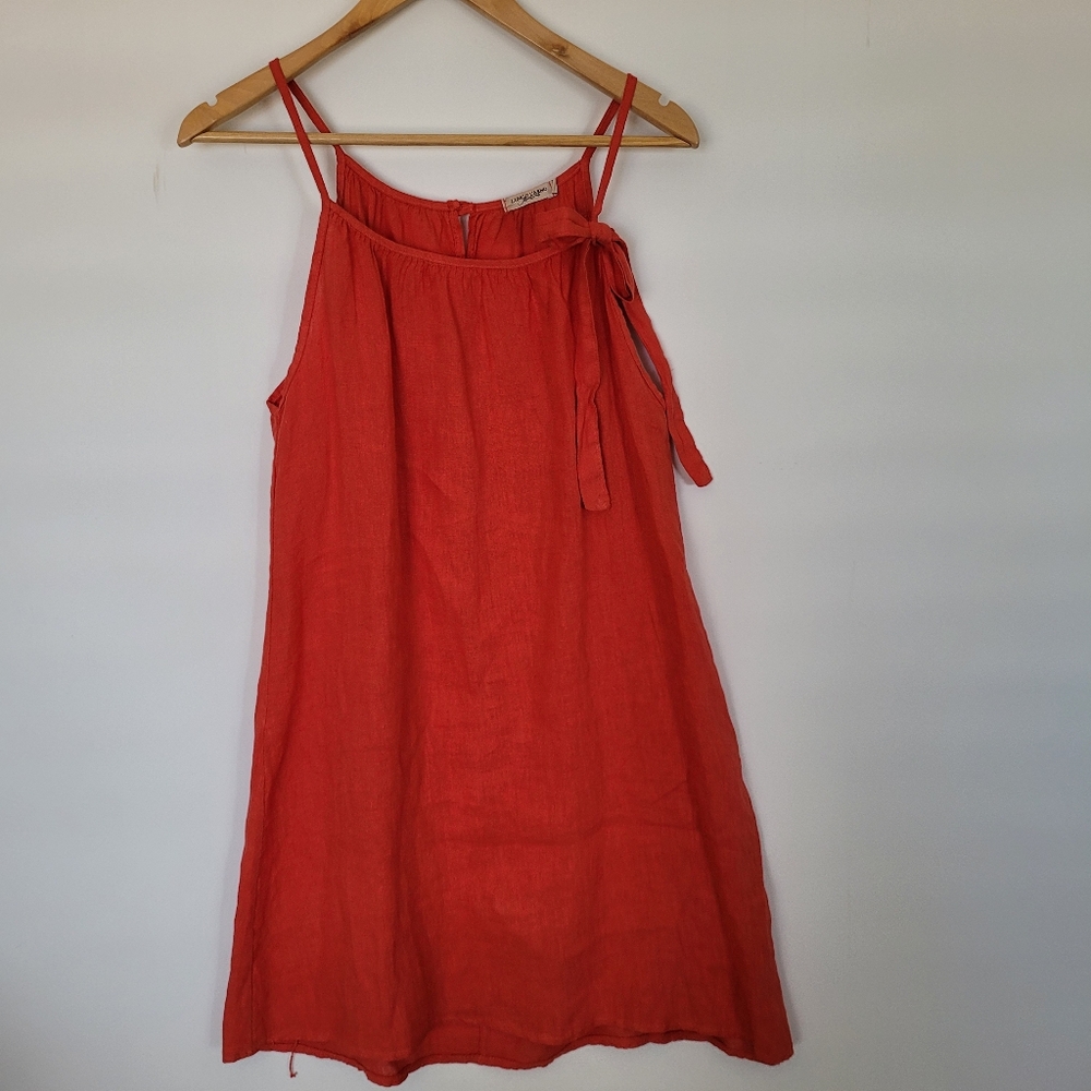 LUNGO L'ARNO Linen Dress Size S Orange Made  In Italy Relaxed Beach Vacation